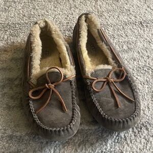 UGG Charcoal Suede Moccasin Slippers